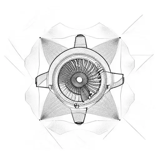 aviation jet engine fan blades tattoo design idea
