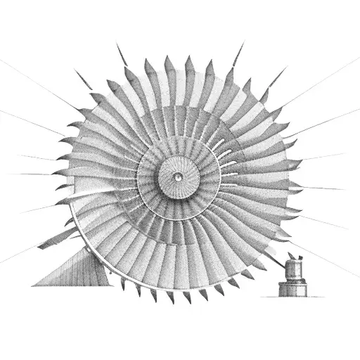 aviation jet engine fan blades tattoo design idea