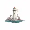 a lighthouse with octopus tentacles tattoo design idea