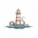 a lighthouse with octopus tentacles tattoo design idea