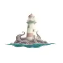 a lighthouse with octopus tentacles tattoo design idea