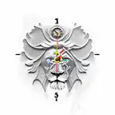 lion eagle and clock tattoo design idea