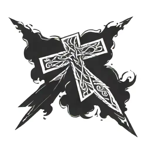 cross with Roman numeral dates tattoo design idea