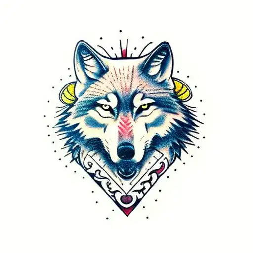 wolf with skull tattoo design idea