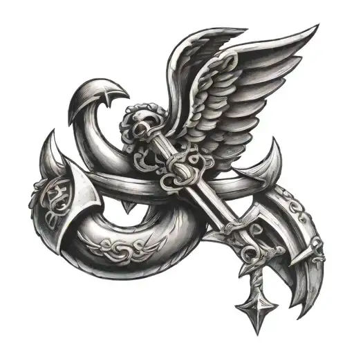 anchor with wings tattoo design idea