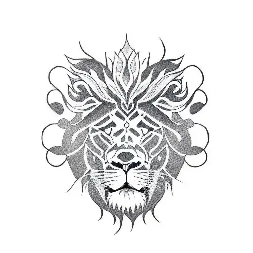 Lion with snakes tattoo design idea