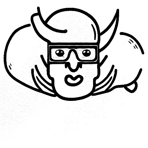 good angel and Bad demon Good angel wearing glasses working on a computer at a desk Bad demon at the same desk doing coc tattoo design idea