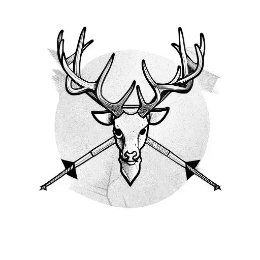 antlers with arrow  tattoo design idea