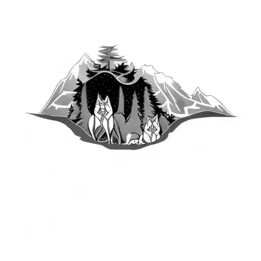 wolf pack  tattoo design idea