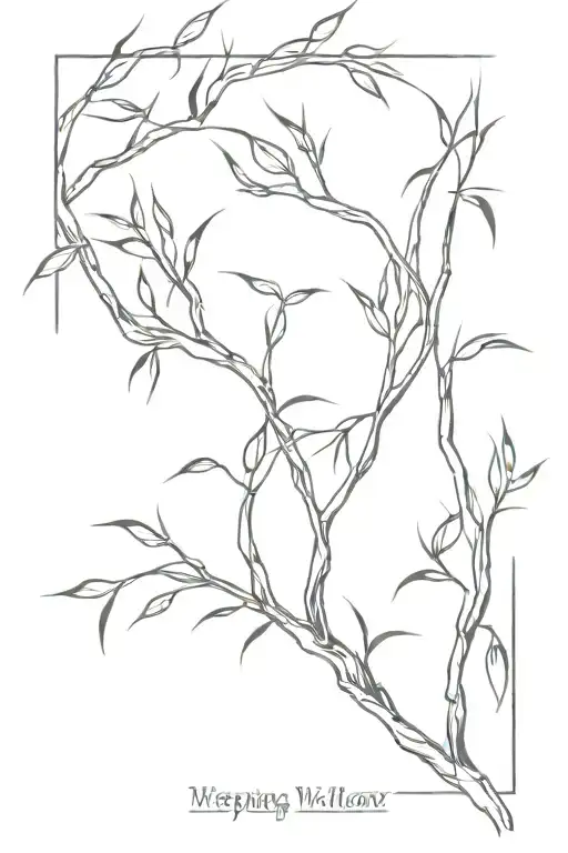 weeping willow branches tattoo design idea