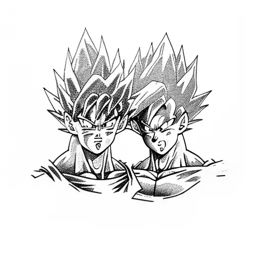 Goku and Vegeta training together tattoo design idea
