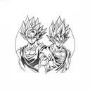 Goku and Vegeta training together tattoo design idea