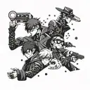 A design inspired by the characters from Persona 4 and Persona 5 tattoo design idea