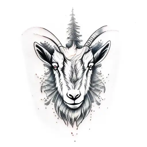 angry goat tattoo design idea