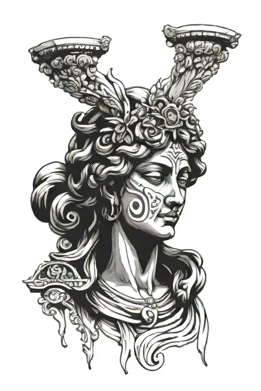 hestia greek statue tattoo design idea