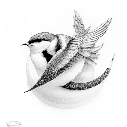 heard with eternity loop made out of swallow  tattoo design idea