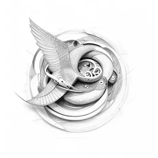 heard shape with eternity loop made out of swallow  tattoo design idea