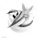 heard with eternity loop made out of swallow  tattoo design idea