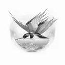 heard with eternity loop made out of swallow  tattoo design idea