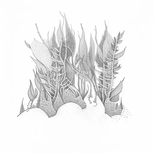 forest with tobacco plants tattoo design idea