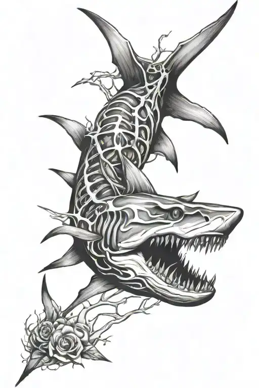 shark skeleton tattoo design tattoo design idea