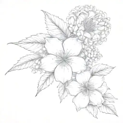 July August November Birth Flower Bouquet tattoo design idea