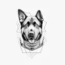 black lab German shepherd  tattoo design idea