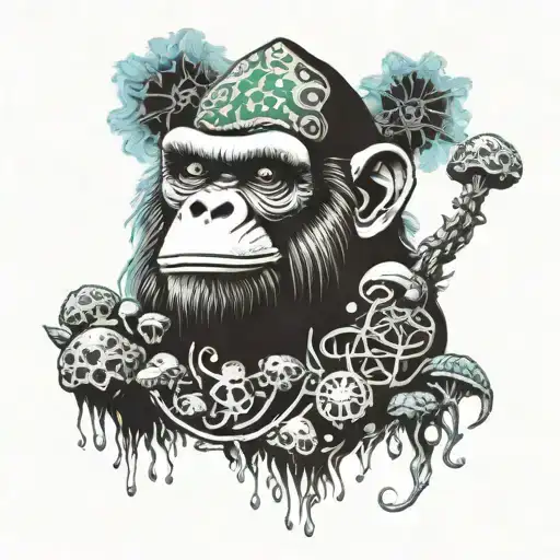 magic mushroom stoned ape theory tattoo design idea