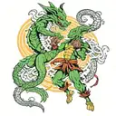 shenron and elf dancing together tattoo design idea