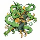 shenron and elf dancing together tattoo design idea