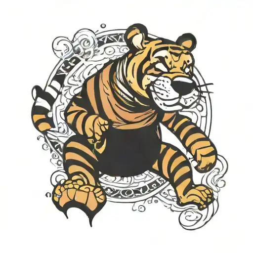 tigger Winnie the Pooh, trippy Abstract lineart tattoo design idea