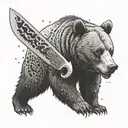 bear wearing chef knife tattoo design idea
