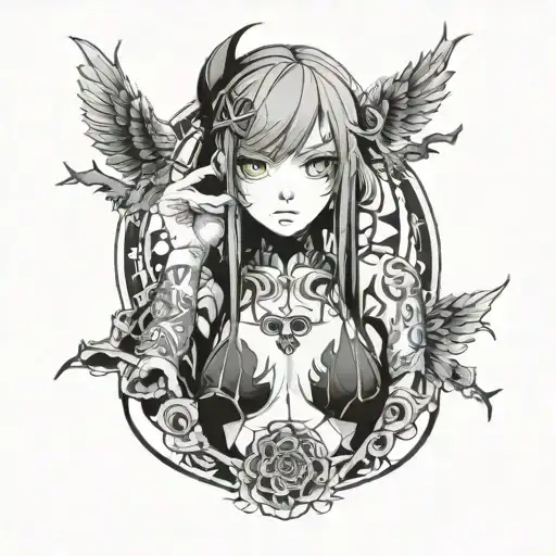 anime girl, sexy, hot tattoo design idea