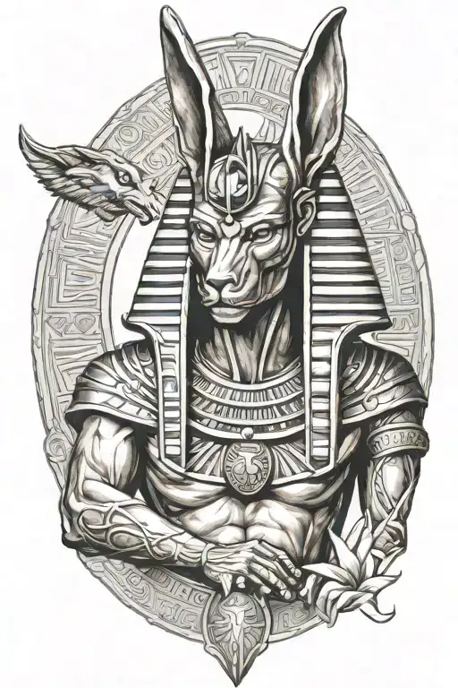Anubis and Egypt tattoo design idea