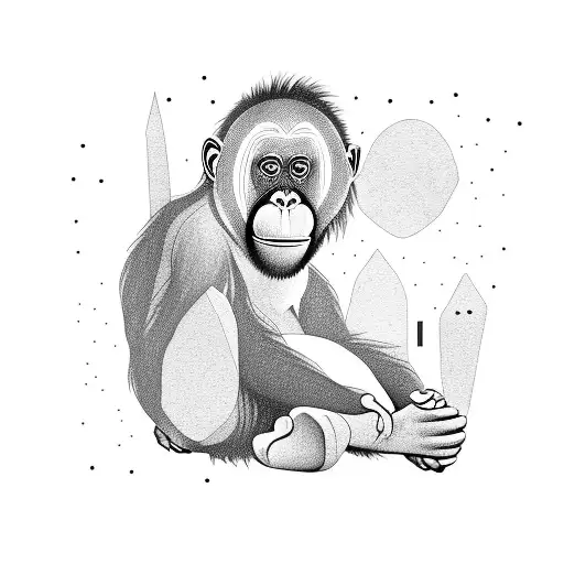 orangutan sitting crossed legged tattoo design idea