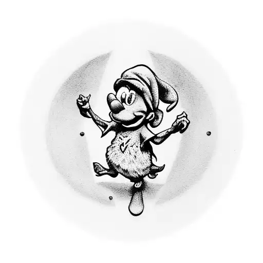 smurf throwing a hang loose sign tattoo design idea