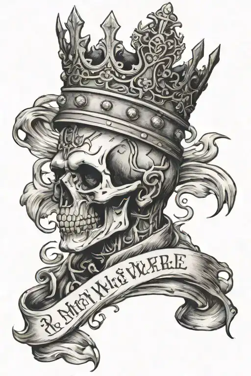 quote 'Men will never be free until the last king is strangled with the entrails of the last priest', broken crown tattoo design idea