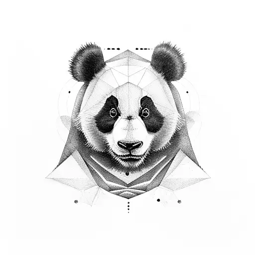 panda, geometry, color, symmetry tattoo design idea