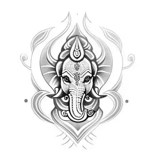 trishul, om and ganpati tattoo design idea