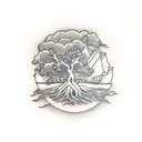 willow tree with roots growing on pocket watch tattoo design idea