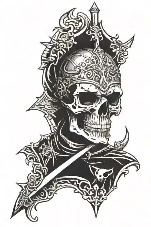 Skull,Death,Knight,Goth tattoo design idea