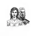 Geralt and Yennefer from The Witcher 3 tattoo design idea