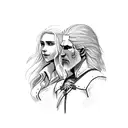 Geralt and Yennefer from The Witcher 3 tattoo design idea