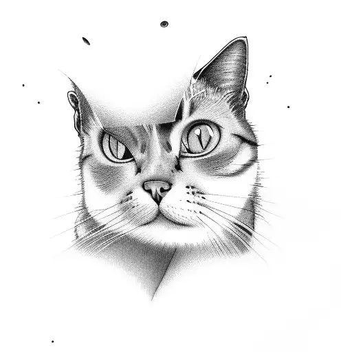Illustration of a cat reading a book on Mount Olympus tattoo design idea