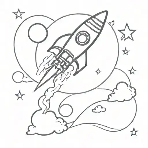 Rocket ship with to infinity and beyond your limits tattoo design idea