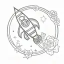 Rocket ship with to infinity and beyond your limits tattoo design idea