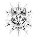 cat full body sun goddess tattoo design idea