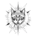 cat full body sun goddess tattoo design idea