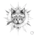 cat full body sun goddess tattoo design idea
