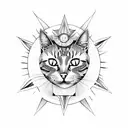cat full body sun goddess tattoo design idea